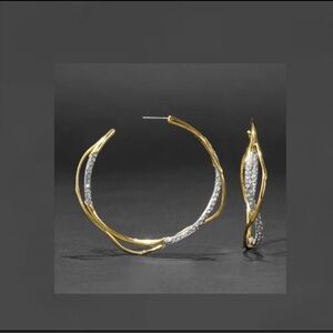 ALEXIS BITTAR • Solanales intertwined Gold Two Tone Pave Hoop Earrings